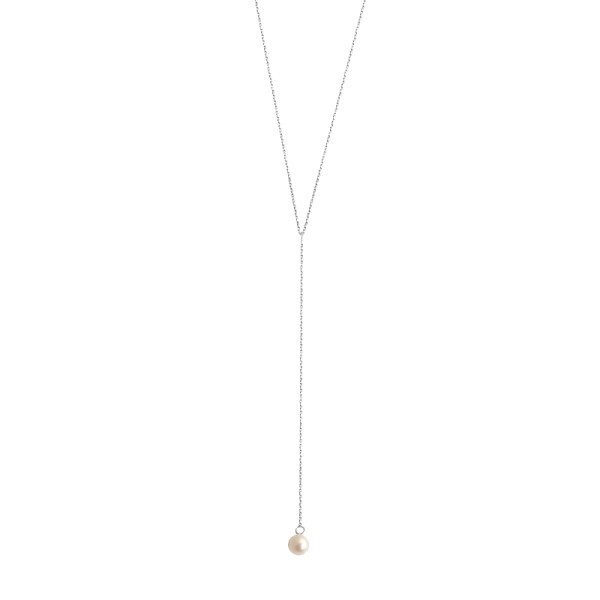Necklace Claverin Lasso in white gold and white pearl