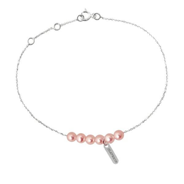 Bracelet Claverin Rosary in white gold and pink pearls