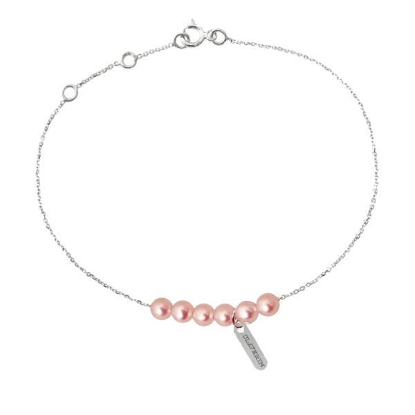 Bracelet Claverin Rosary in white gold and pink pearls
