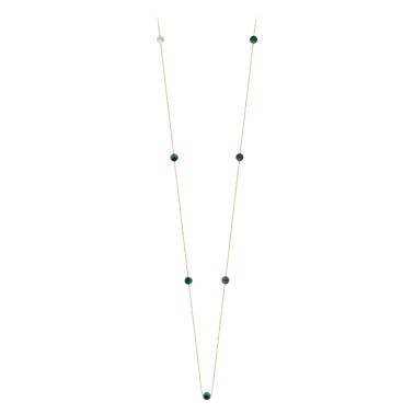 Long Necklace Claverin Hope seven in yellow gold, malachite pearls and white pearl