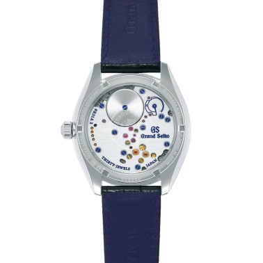 Montre Grand Seiko Elegance Spring Drive cadran bleu bracelet cuir croco noir 38,5 mm SBGY007G