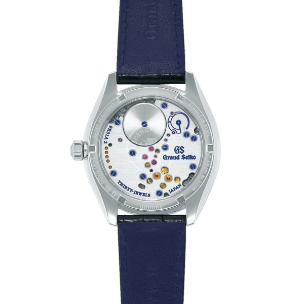 Montre Grand Seiko Elegance Spring Drive cadran bleu bracelet cuir croco noir 38,5 mm SBGY007G