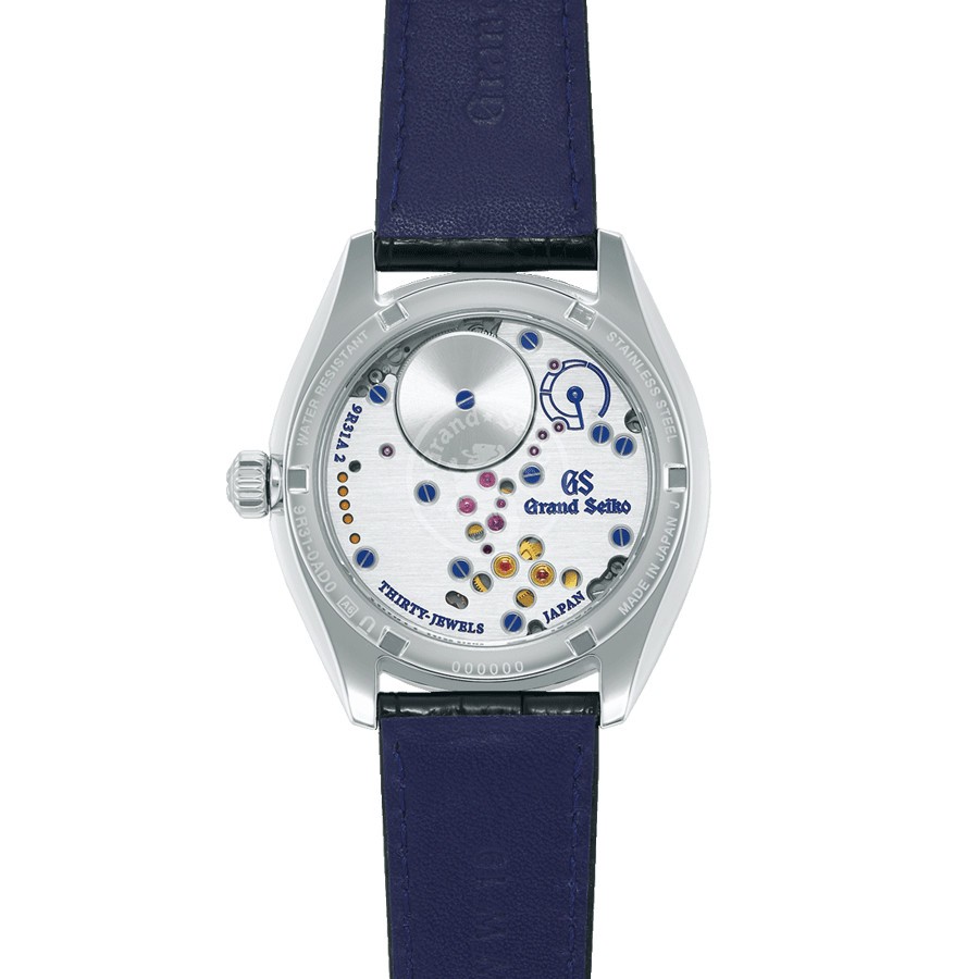 Grand Seiko Elegance Spring Drive watch blue dial black crocodile leather strap 38,5 mm SBGY007G