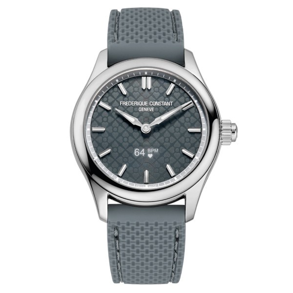 Frédérique Constant Smartwatch Ladies Vitality grey dial light grey rubber strap 36 mm FC-286LGS3B6
