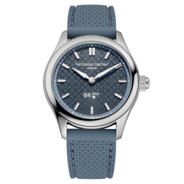 Montre connectée Frédérique Constant Smartwatch Ladies Vitality cadran bleu bracelet caoutchouc bleu clair 36 mm FC-286LNS3B6