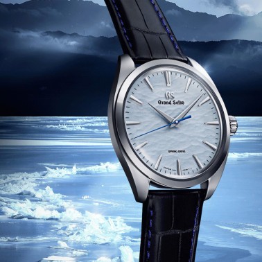 Grand Seiko Elegance Spring Drive watch blue dial black crocodile leather strap 38,5 mm SBGY007G