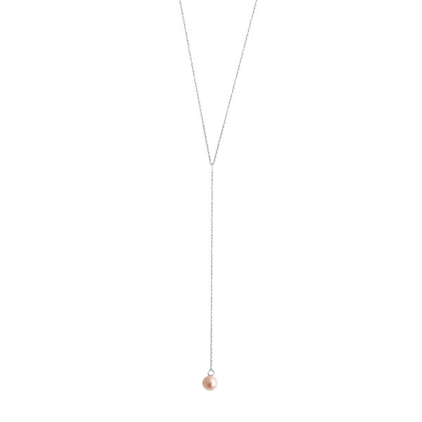 Collier Claverin Lasso en or blanc et perle rose