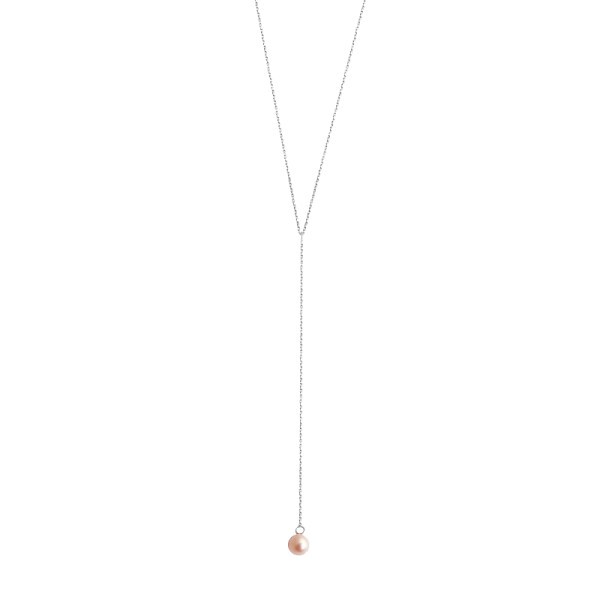 Necklace Claverin Lasso in white gold and pink pearl