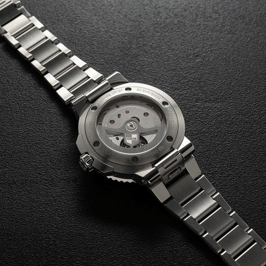 Montre Oris Aquis Date Calibre 400 automatique cadran noir bracelet acier 41,5 mm 01 400 7769 4154-07 8 22 09PEB