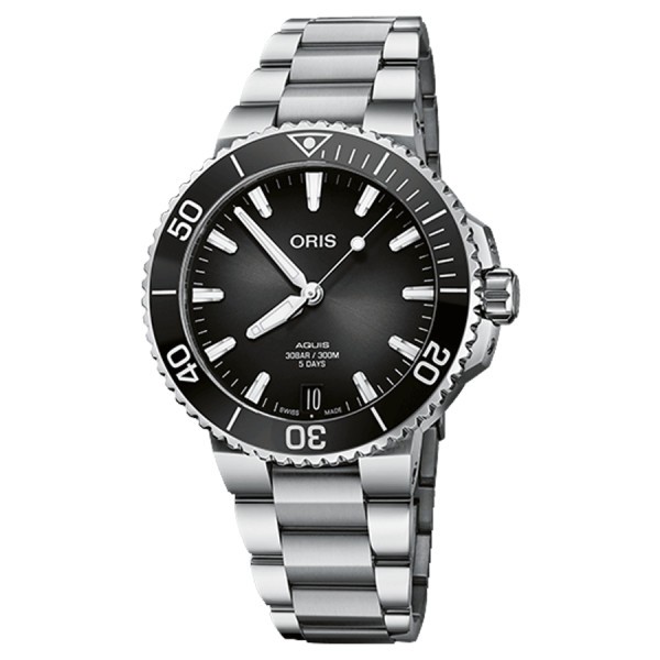 Montre Oris Aquis Date Calibre 400 automatique cadran noir bracelet acier 41,5 mm 01 400 7769 4154-07 8 22 09PEB