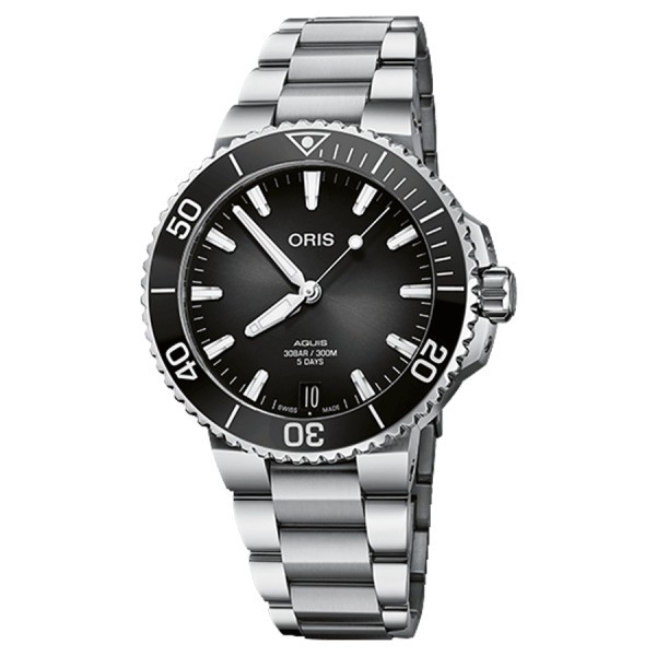 Oris Aquis Date Calibre 400 automatic watch black dial steel bracelet 41.5 mm 01 400 7769 4154-07 8 22 09PEB