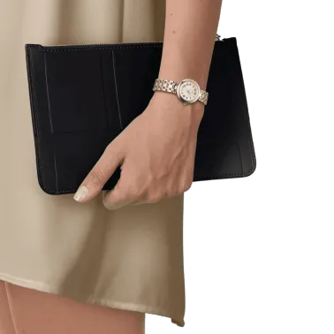 Montre Tissot Bellissima Small Lady PVD Or Rose quartz cadran blanc bracelet acier et PVD Or Rose 26 mm T126.010.22.013.01