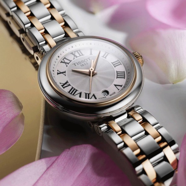 Tissot Bellissima Small Lady PVD Rose Gold quartz watch white dial steel bracelet and PVD Rose Gold 26 mm T126.010.22.013.01