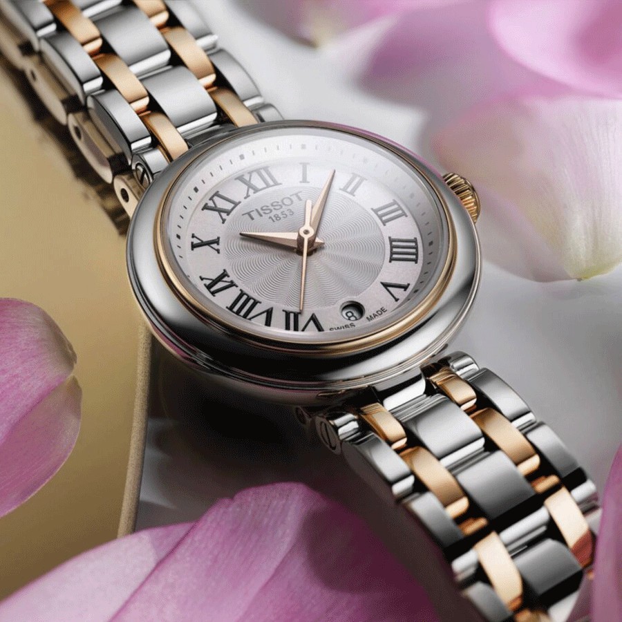 Tissot Bellissima Small Lady PVD Rose Gold quartz watch white dial steel bracelet and PVD Rose Gold 26 mm T126.010.22.013.01
