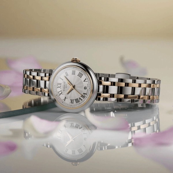 Tissot Bellissima Small Lady PVD Rose Gold quartz watch white dial steel bracelet and PVD Rose Gold 26 mm T126.010.22.013.01