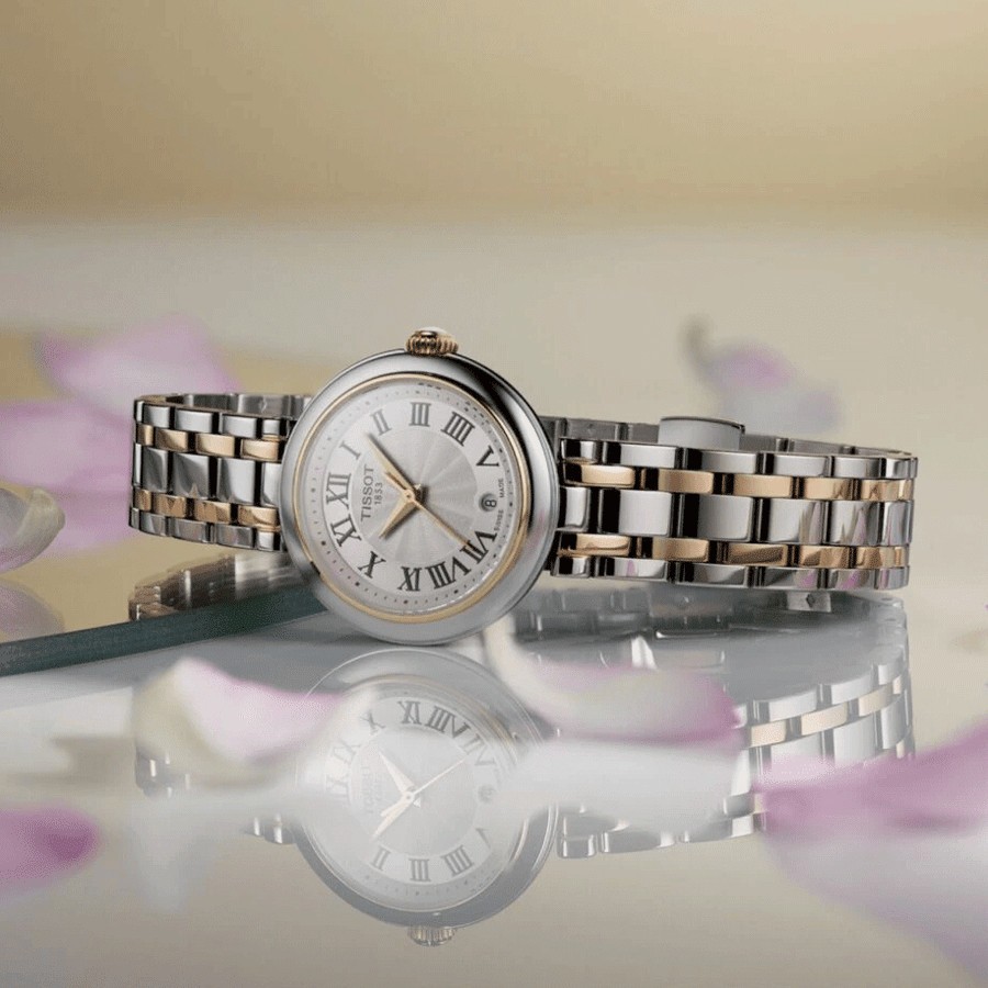 Tissot Bellissima Small Lady PVD Rose Gold quartz watch white dial steel bracelet and PVD Rose Gold 26 mm T126.010.22.013.01