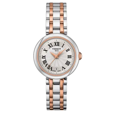 Montre Tissot Bellissima Small Lady PVD Or Rose quartz cadran blanc bracelet acier et PVD Or Rose 26 mm T126.010.22.013.01