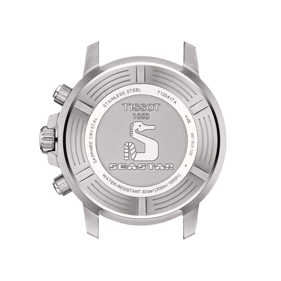 Montre Tissot Seastar 1000 quartz chronographe cadran vert bracelet acier 45,5 mm T120.417.11.091.01