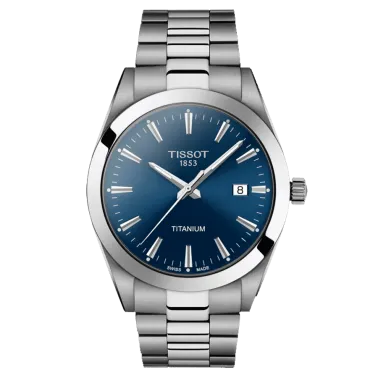 Montre Tissot Gentleman Titanium quartz cadran bleu bracelet titane 40 mm T127.410.44.041.00