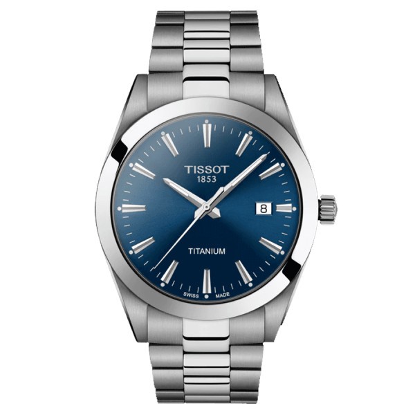 Montre Tissot Gentleman Titanium quartz cadran bleu bracelet titane 40 mm T127.410.44.041.00