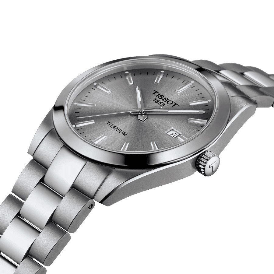 Tissot Gentleman Titanium watch grey dial titanium bracelet 40 mm T127.410.44.081.00