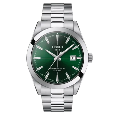 Montre Tissot Gentleman Powermatic 80 Silicium cadran vert bracelet acier 40 mm T127.407.11.091.01