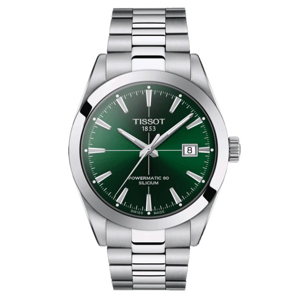 Montre Tissot Gentleman Powermatic 80 Silicium cadran vert bracelet acier 40 mm T127.407.11.091.01
