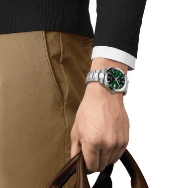 Montre Tissot Gentleman Powermatic 80 Silicium cadran vert bracelet acier 40 mm T127.407.11.091.01