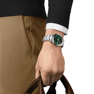 Montre Tissot Gentleman Powermatic 80 Silicium cadran vert bracelet acier 40 mm T127.407.11.091.01