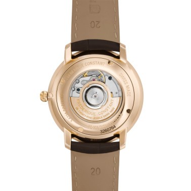 Frédérique Constant Slimline Heart Beat automatic pink gold watch white dial brown leather strap 40 mm FC-312V4S4