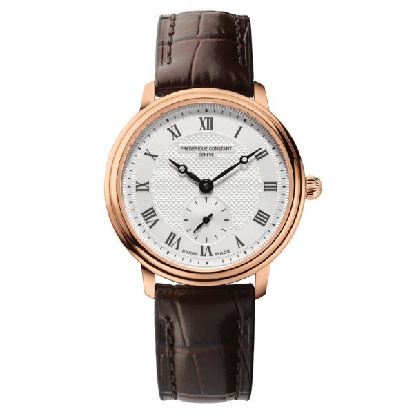 Frédérique Constant Slimline Ladies Petite Seconde Rose Gold Quartz watch white dial brown leather strap 28.6 mm FC-235M1S4