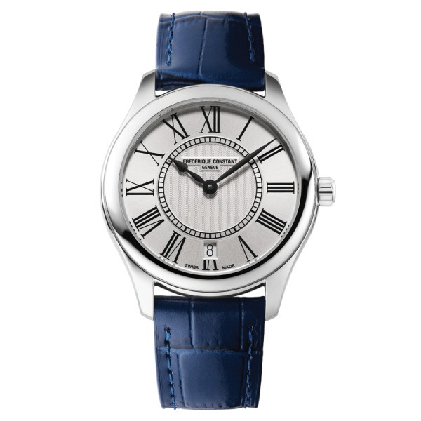 Frédérique Constant Classics Ladies quartz watch silver dial blue leather strap 36 mm FC-220MS3B6