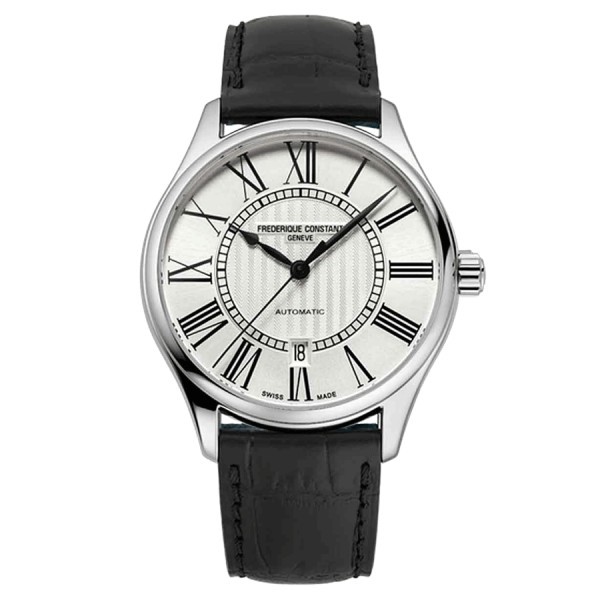 Frédérique Constant Classics automatic watch silver dial black leather strap 40 mm FC-303MR5B6