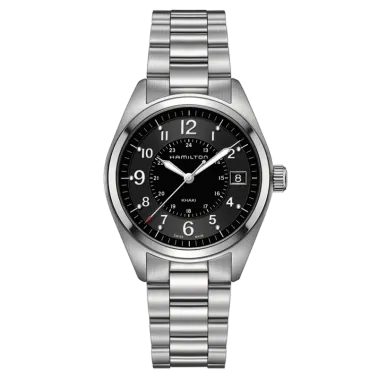 Montre Hamilton Khaki Field cadran noir bracelet acier 40 mm - SOLDAT PL