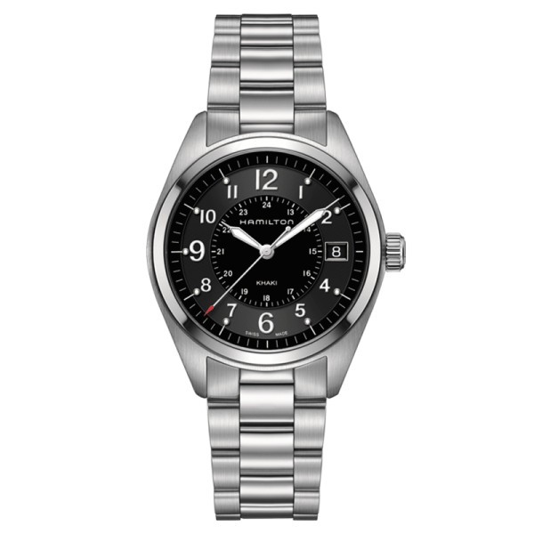 Montre Hamilton Khaki Field cadran noir bracelet acier 40 mm - SOLDAT PL