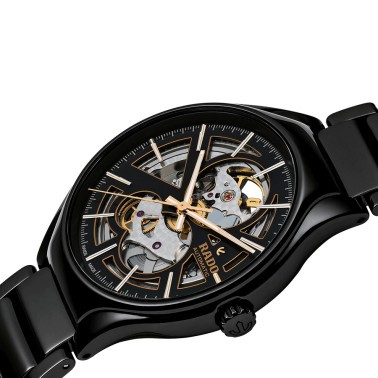 Rado True Automatic Open Heart watch skeleton dial black ceramic bracelet 40 mm R27100162