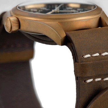 Hamilton Khaki Field Bronze mechanical watch black dial brown nato strap 38 mm H69459530