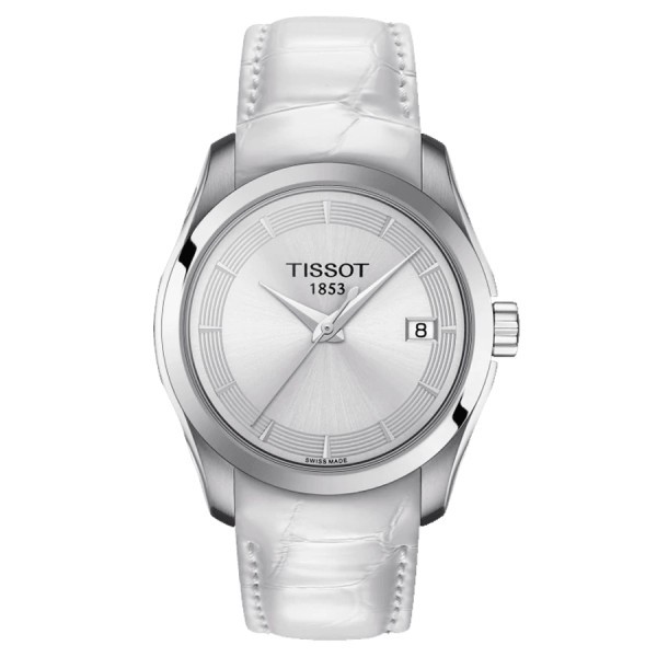 Tissot Couturier Lady quartz watch white dial white leather strap 32 mm T035.210.16.031.00