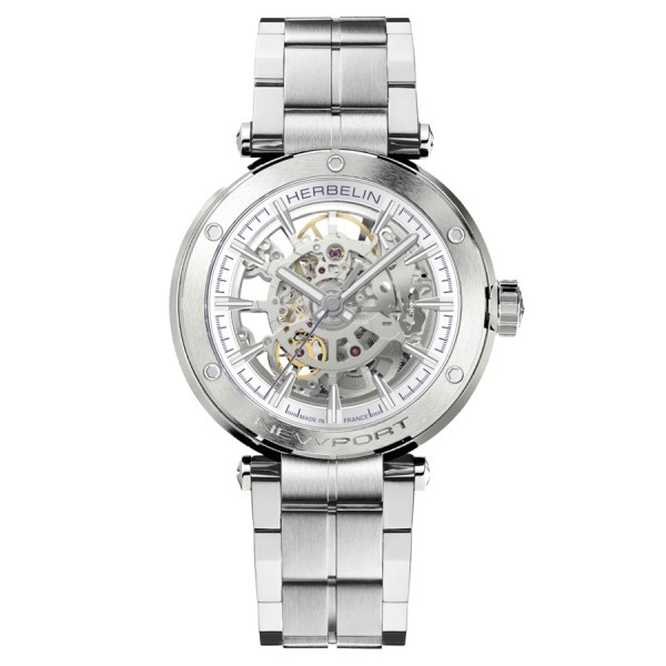 Michel Herbelin Newport automatic watch skeleton dial steel bracelet 42 mm 1868/BSQ12