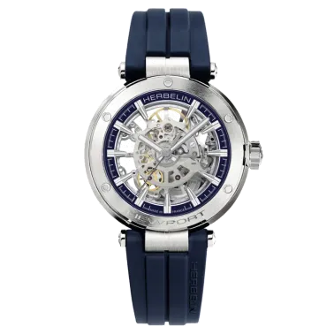 Montre Michel Herbelin Newport automatique cadran squelette bracelet caoutchouc bleu 42 mm 1868/SQ15CB