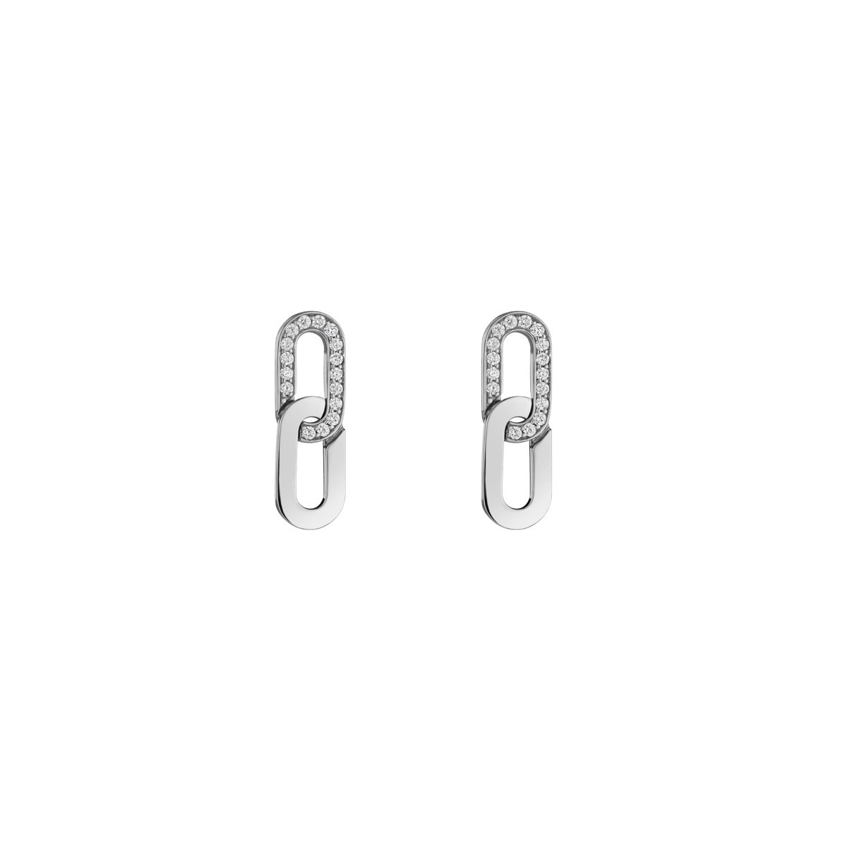Boucles d'oreilles So Shocking Enchaine-Moi en or blanc et boucle pavée de diamants - SOEEN1DXXW