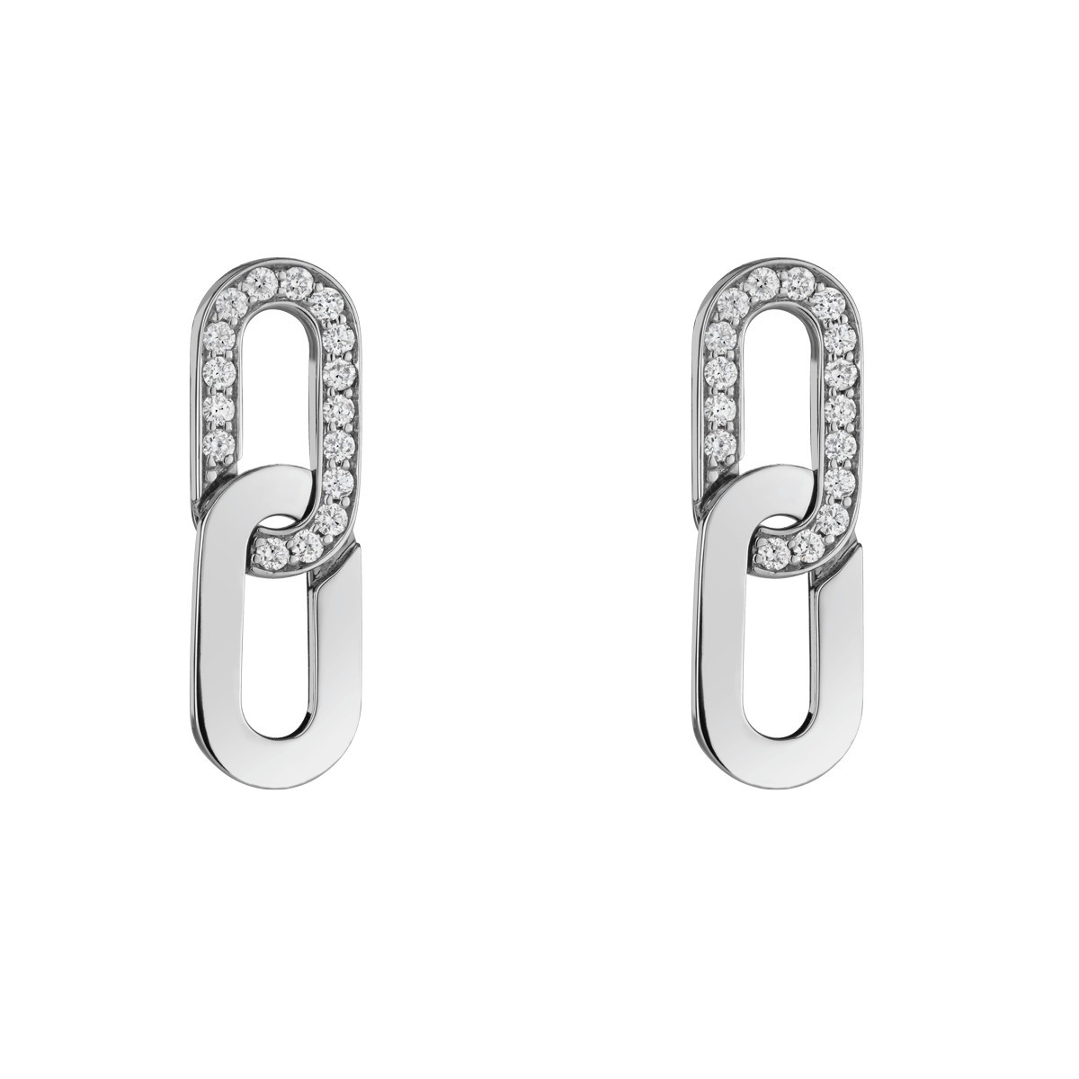 Boucles d'oreilles So Shocking Enchaine-Moi en or blanc et boucle pavée de diamants - SOEEN1DXXW
