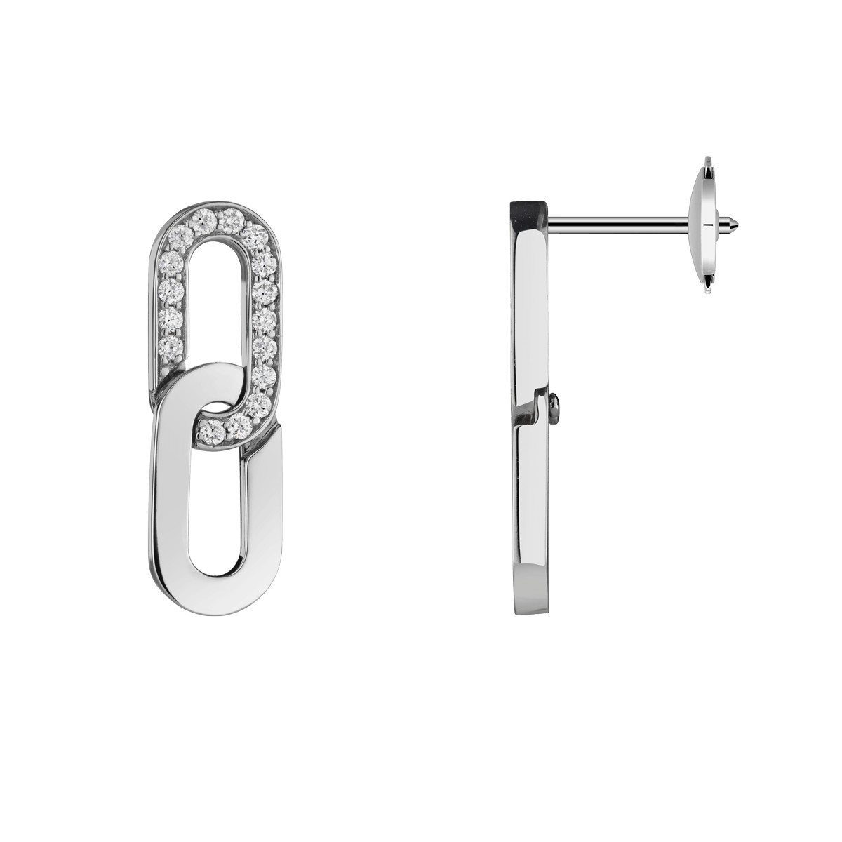Boucles d'oreilles So Shocking Enchaine-Moi en or blanc et boucle pavée de diamants - SOEEN1DXXW