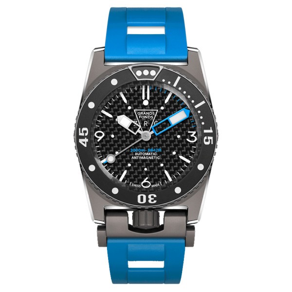 Montre ZRC GF 3000 Titanium automatique cadran noir bracelet caoutchouc bleu 42 mm GF50686