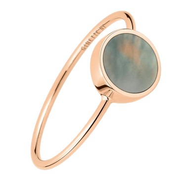 Bague Ginette NY Ever Disc Mini en or rose et nacre noire - REVENB