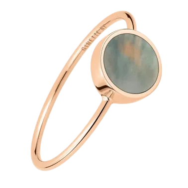 Bague Ginette NY Ever Disc Mini en or rose et nacre noire - REVENB