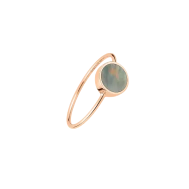 Bague Ginette NY Ever Disc Mini en or rose et nacre noire