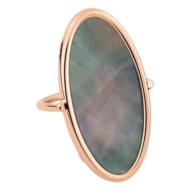 Bague Ginette NY Ellipse en or rose et nacre noire - RELNB2
