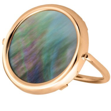 Ring Ginette NY Disc Ring in pink gold and black mother of pearl