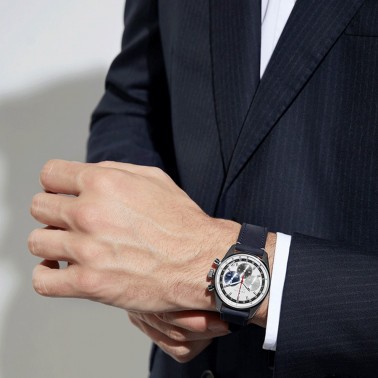 Montre Zenith Chronomaster Original El Primero cadran argenté bracelet cuir bleu 38 mm 03.3200.3600/69.C902